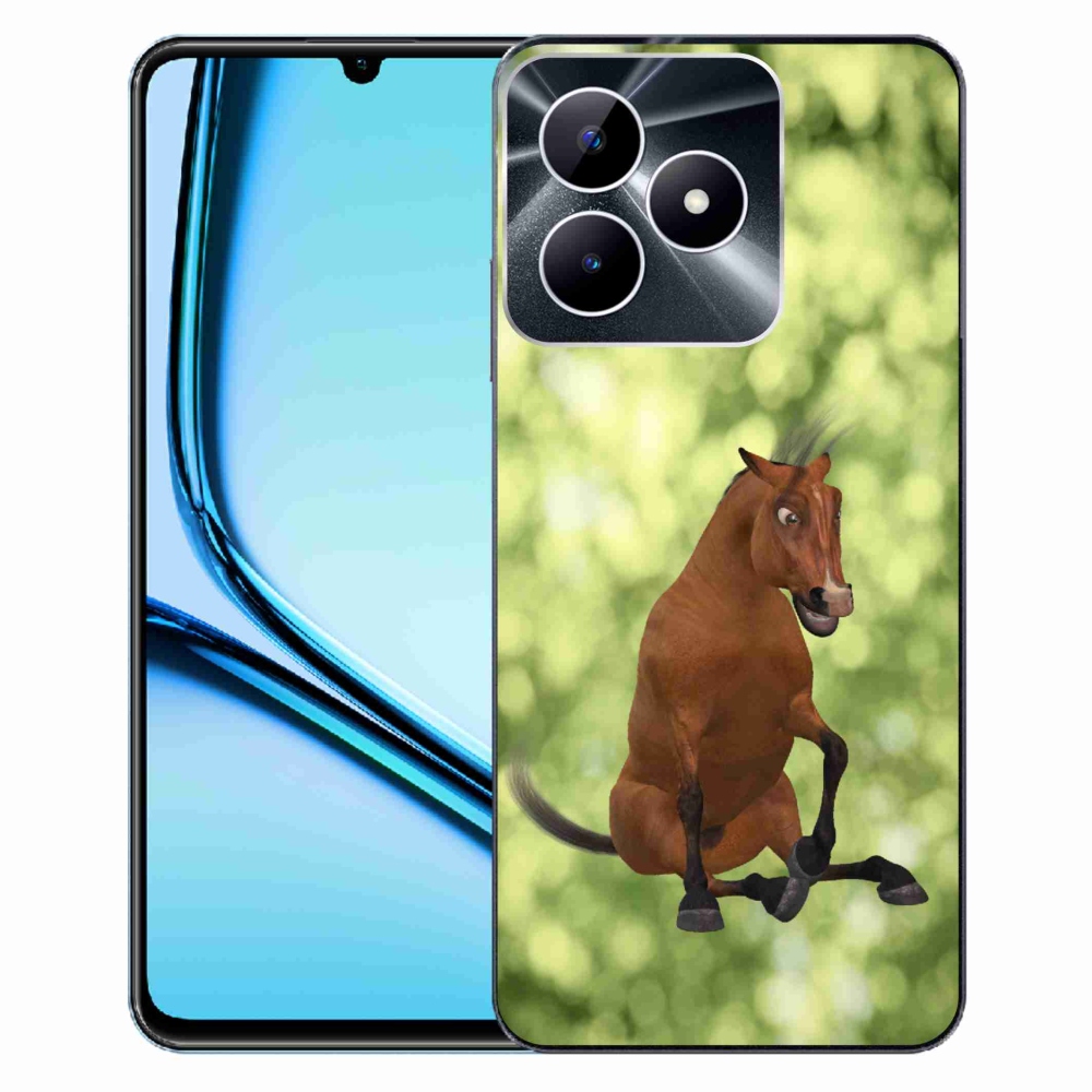 Zselés borító mmCase a Realme Note 50 készülékhez - barna rajzfilm ló 1