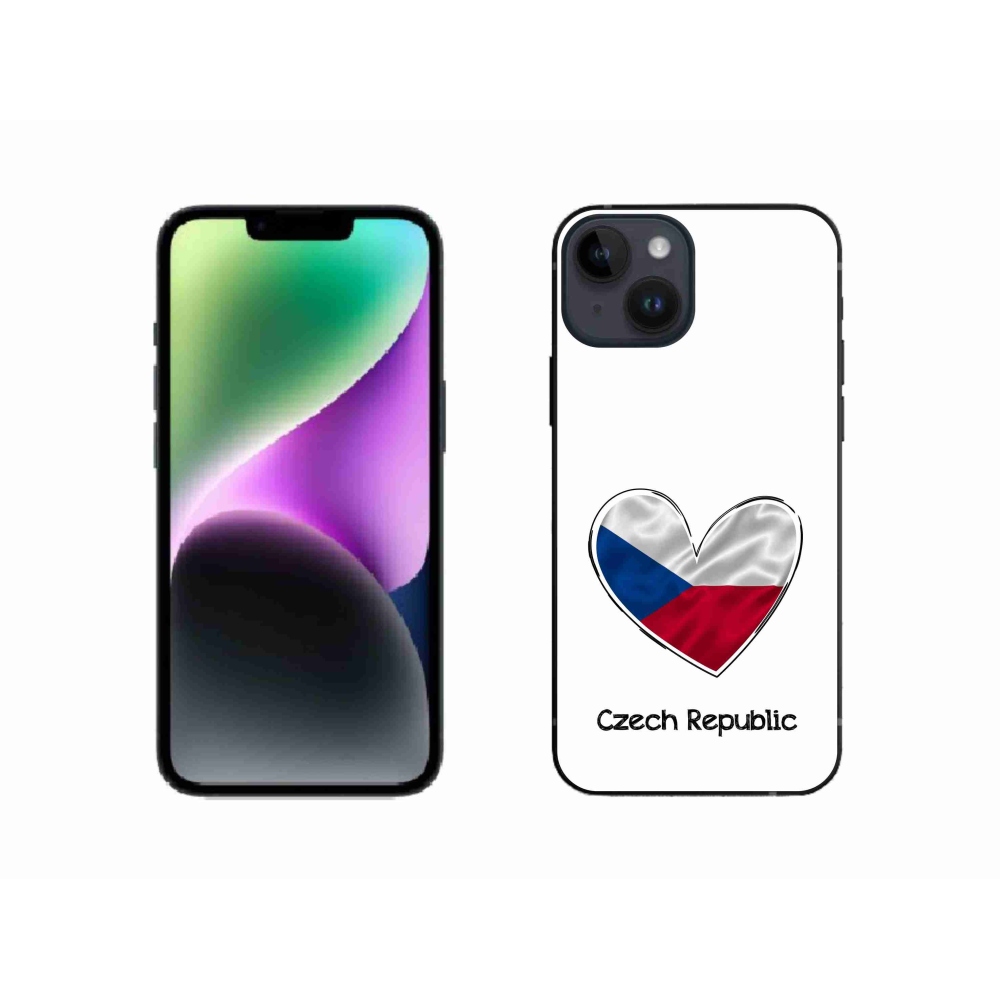 Zselés borítás mmCase iPhone 14 készülékhez - zászló szív fehér háttérrel
