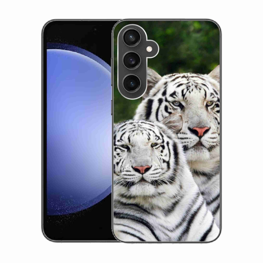 Gél tok mmCase Samsung Galaxy S23 FE készülékhez - fehér tigrisek