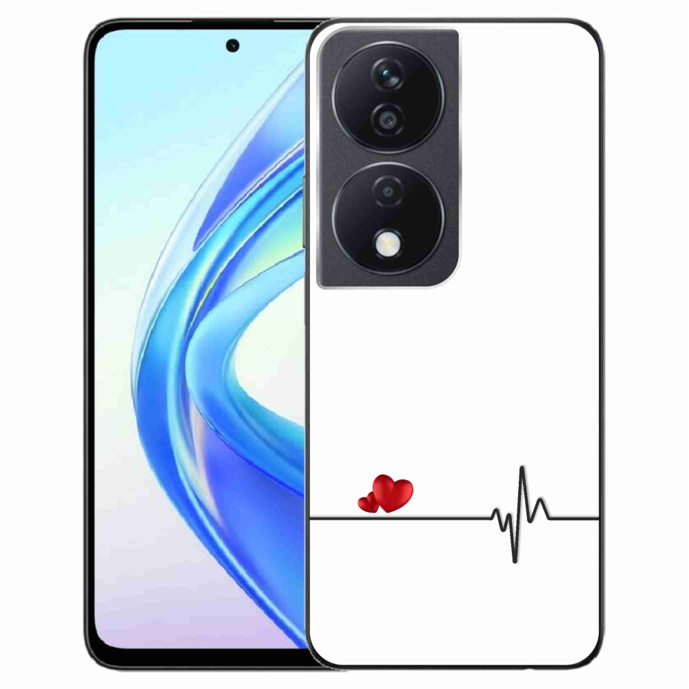 Gél borító mmCase a Honor X7b/Honor 90 Smart készülékhez - szív és szívverés fehér háttérrel