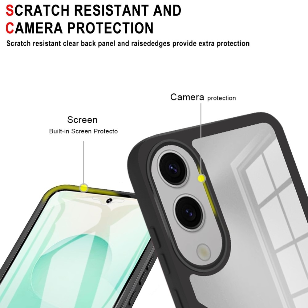 Akril zselés tok keretben képernyővédővel Samsung Galaxy S25 Edge készülékre - fekete