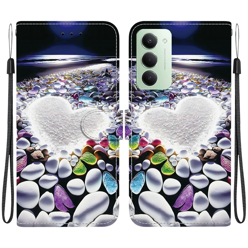 Sokoldalú könyvtáska Xiaomi Redmi 15 4G (171mm) - szív és strasszkövek
