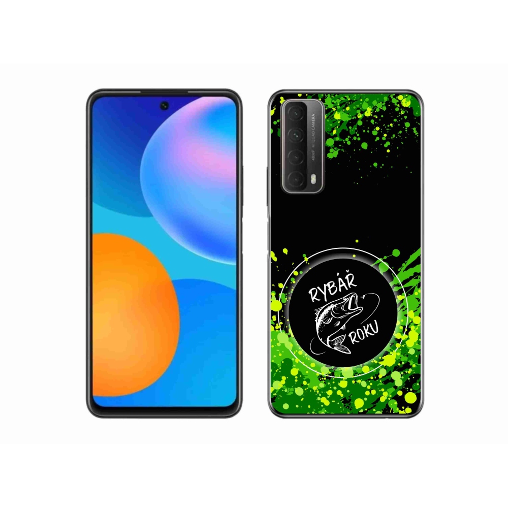 Zselés borító mmCase a Huawei P Smart (2021) - az év halászának fekete háttere