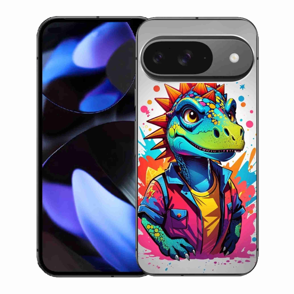 Zselés borítás mmCase a Google Pixel 9/9 Pro készülékhez - színes dinoszauruszok