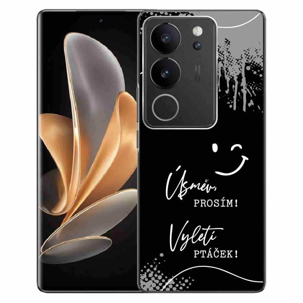 Gél borító mmCase a Vivo V29 5G-hez - vicces szöveg 4 fekete háttérrel