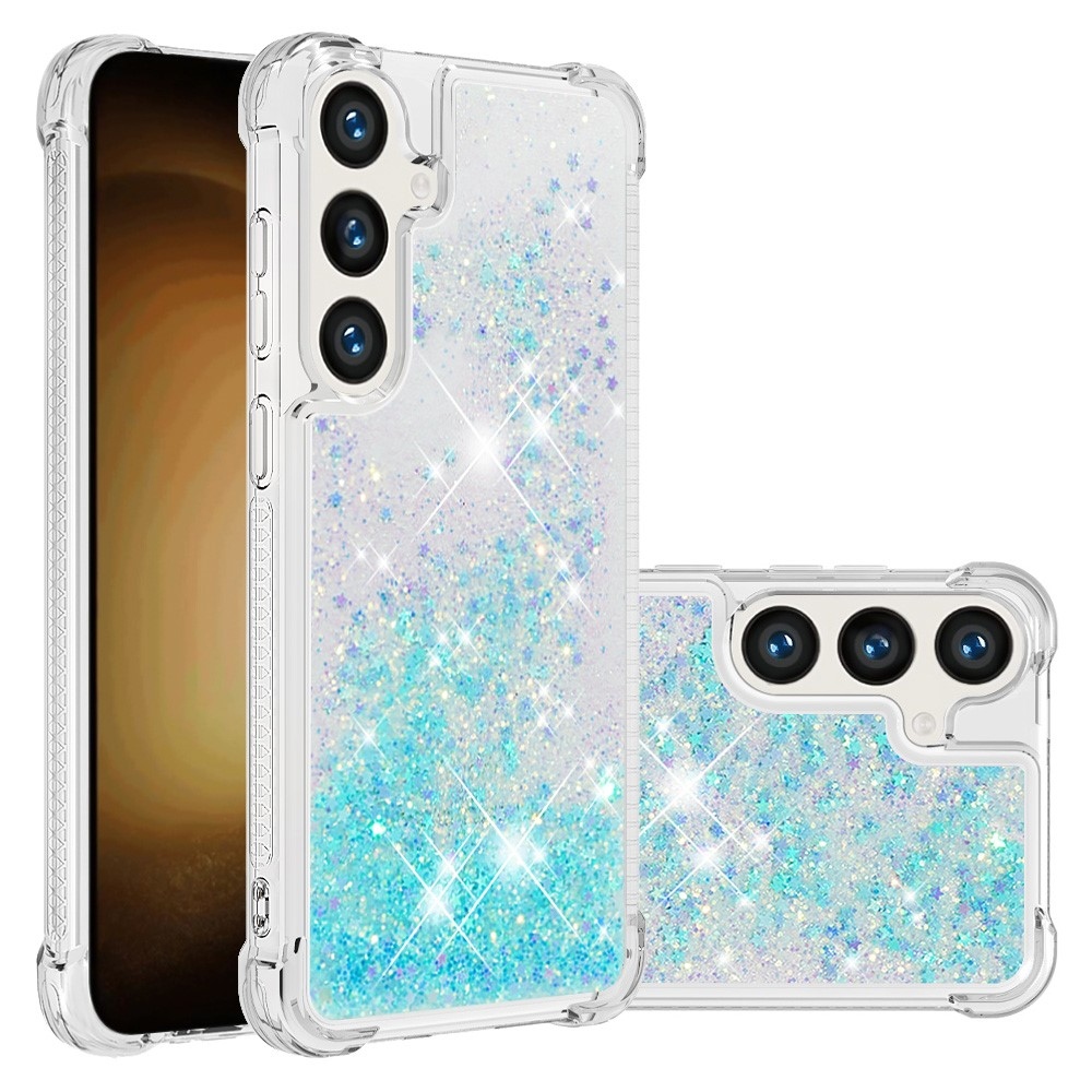 Glitter homokóra zselés tok Samsung Galaxy S24+ - kék / csillagok