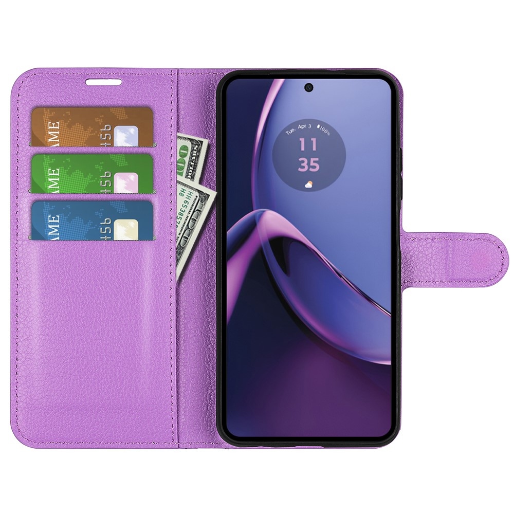 Litchi könyv tok a Motorola Moto G84 5G-hez - lila