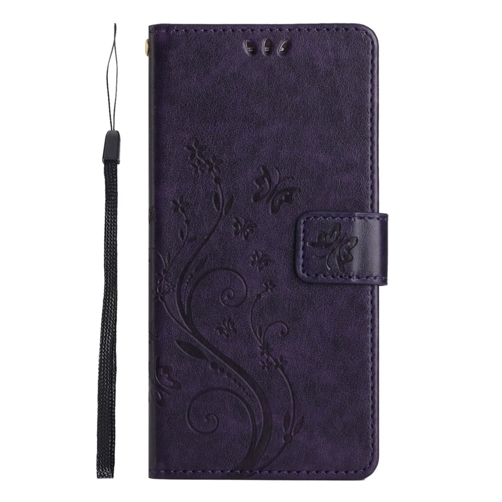 Virágok könyv tok Xiaomi Redmi Note 14 5G - sötét lila