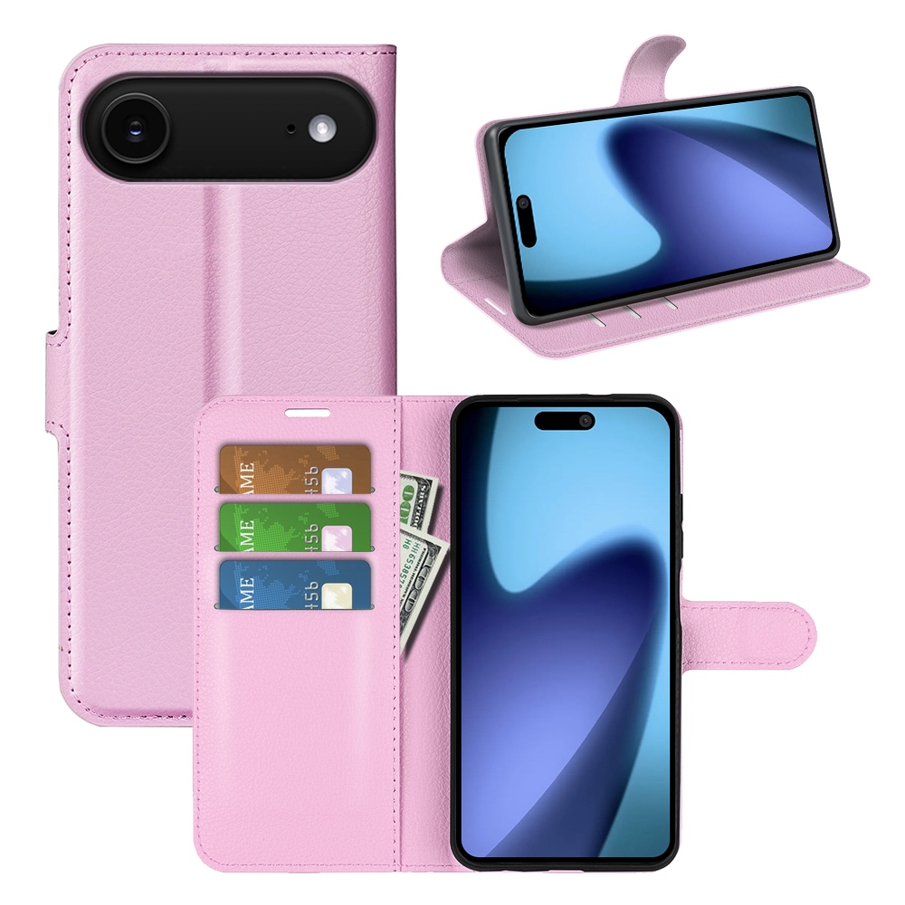 Litchi könyvtáska iPhone 17 Air készülékhez - rózsaszín