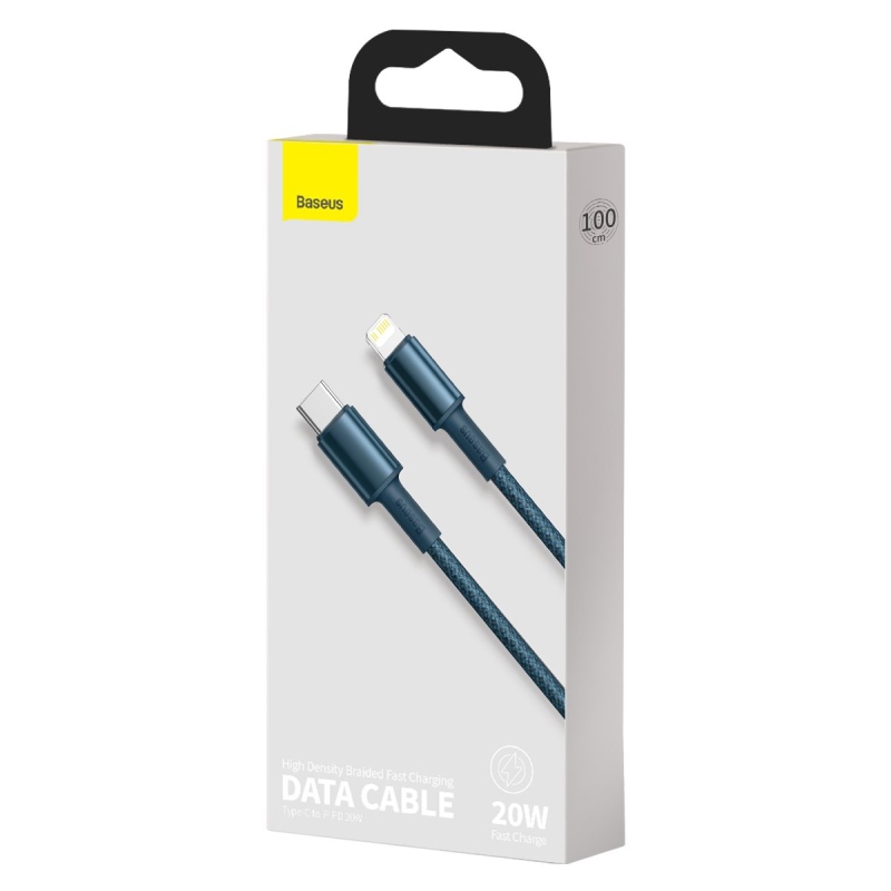 Baseus High Density Braided Series Gyors töltő kábel USB-C - világítás 20W 1m kék