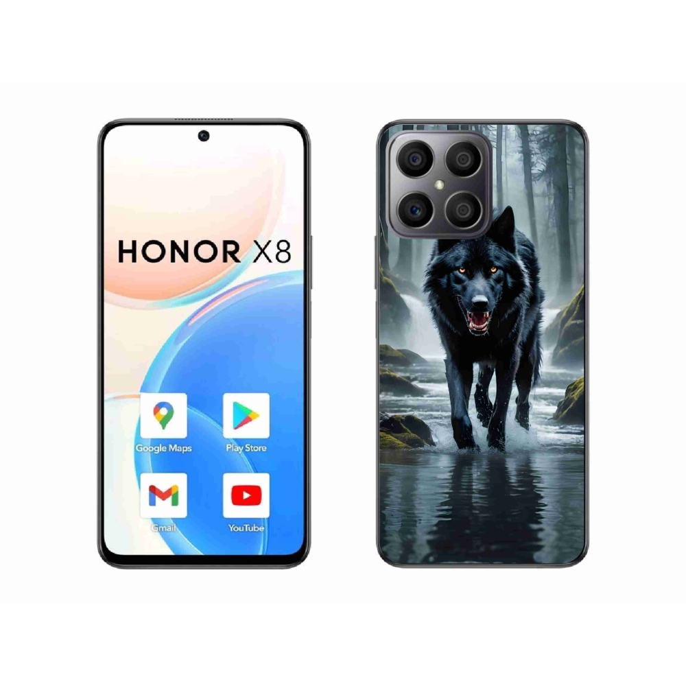 Zselés borítás mmCase a Honor X8-hoz - fekete farkas