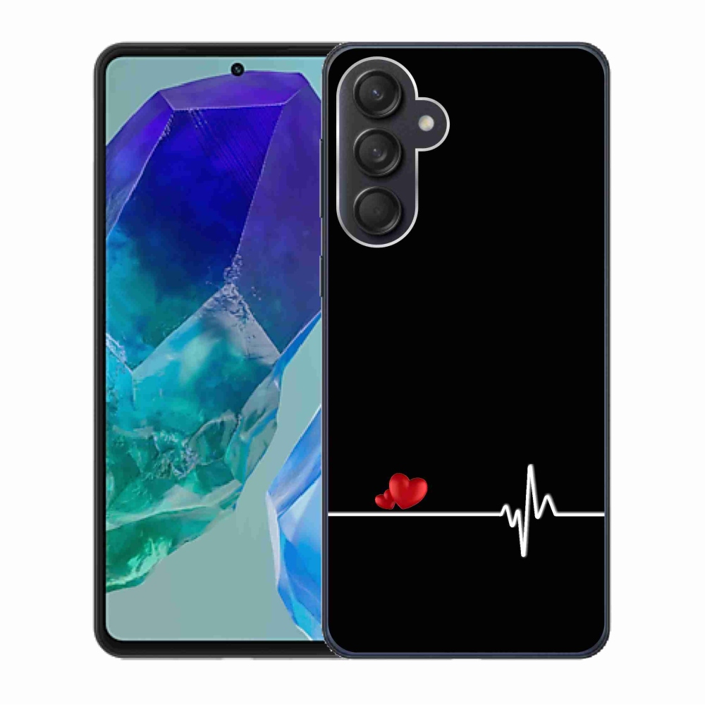 Gél borító mmCase Samsung Galaxy M55 5G - szív és szívverés fekete háttérrel