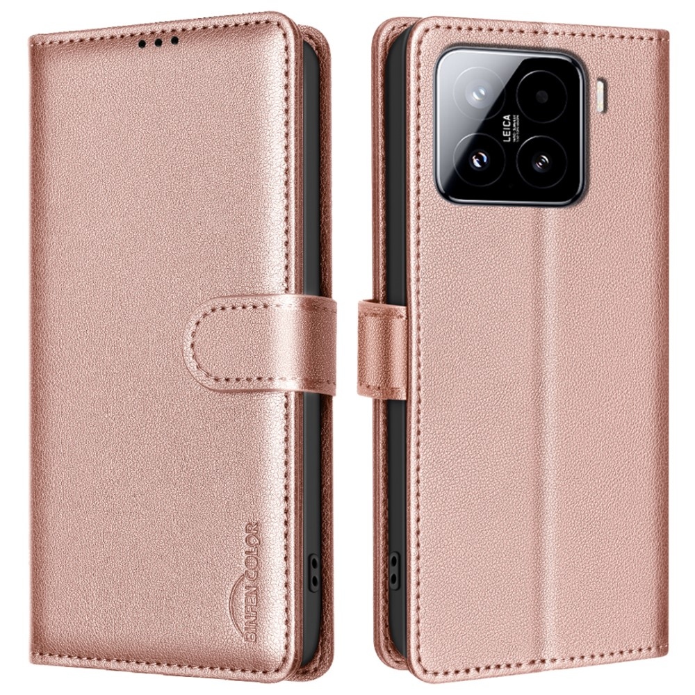 BINFEN könyv tok a Xiaomi 15 Pro-hoz - rózsaarany színben