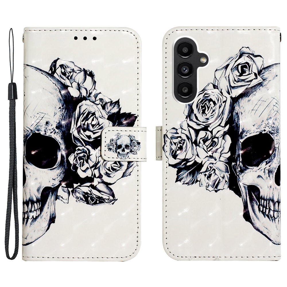 Patte könyv tok Samsung Galaxy A24 készülékhez - koponya és rózsa