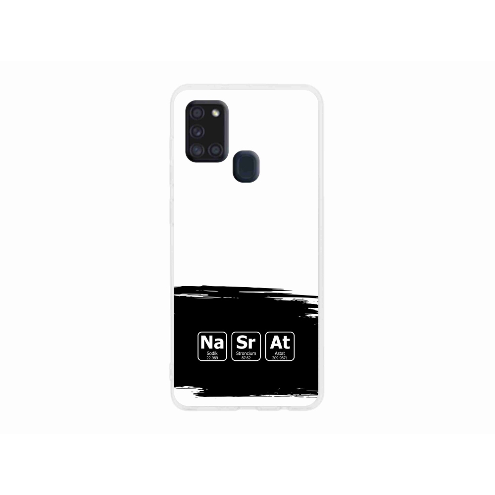 Gél borító mmCase Samsung Galaxy A21s - kémiai elemek fekete és fehér háttérrel