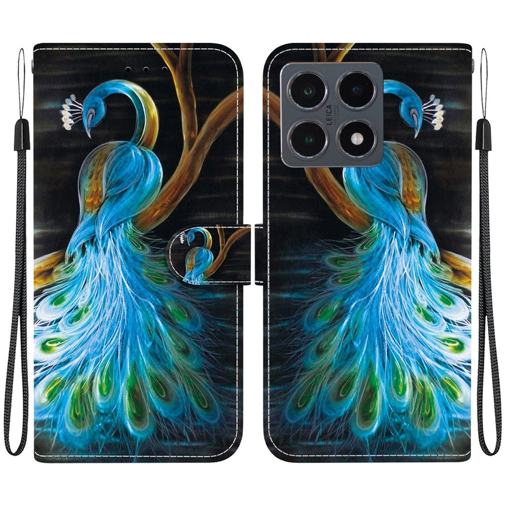 Sokoldalú könyvtáska Xiaomi 15T-hez - páva