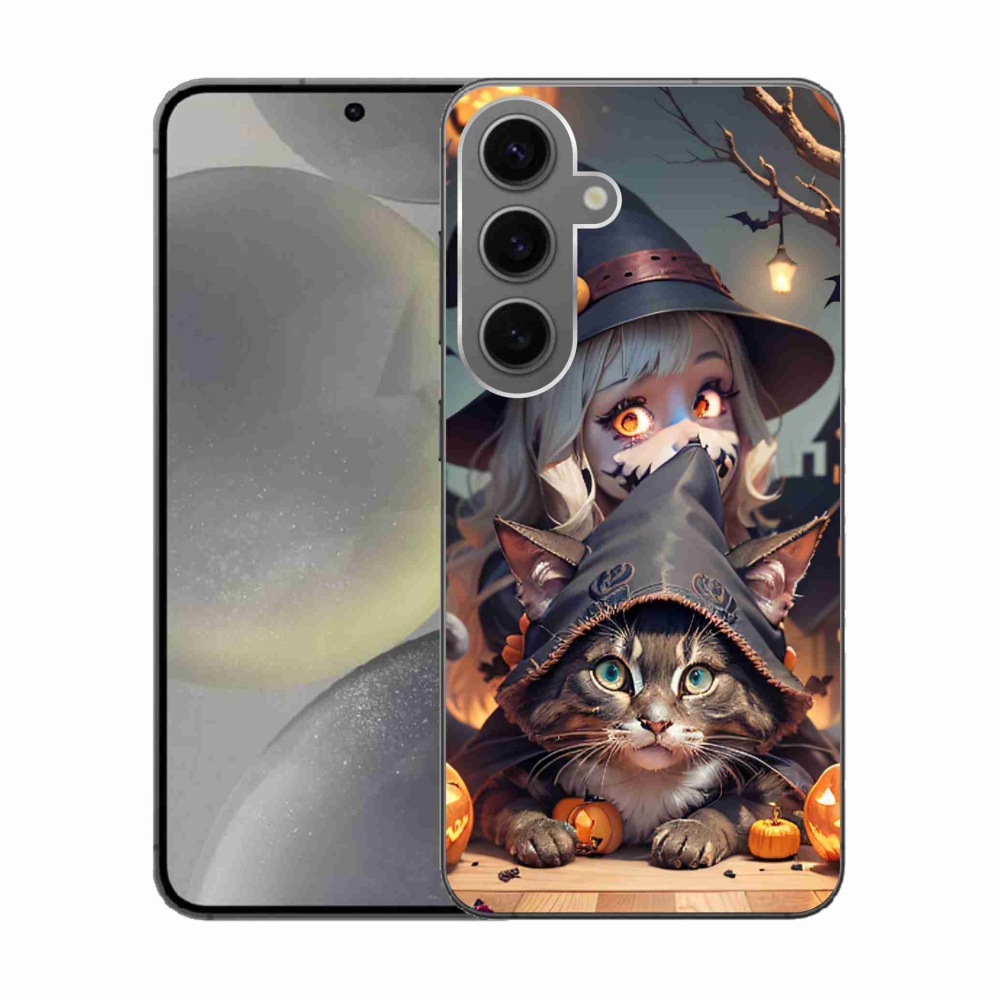 Zselés borítás mmCase Samsung Galaxy S24 készülékhez - boszorkány macskával