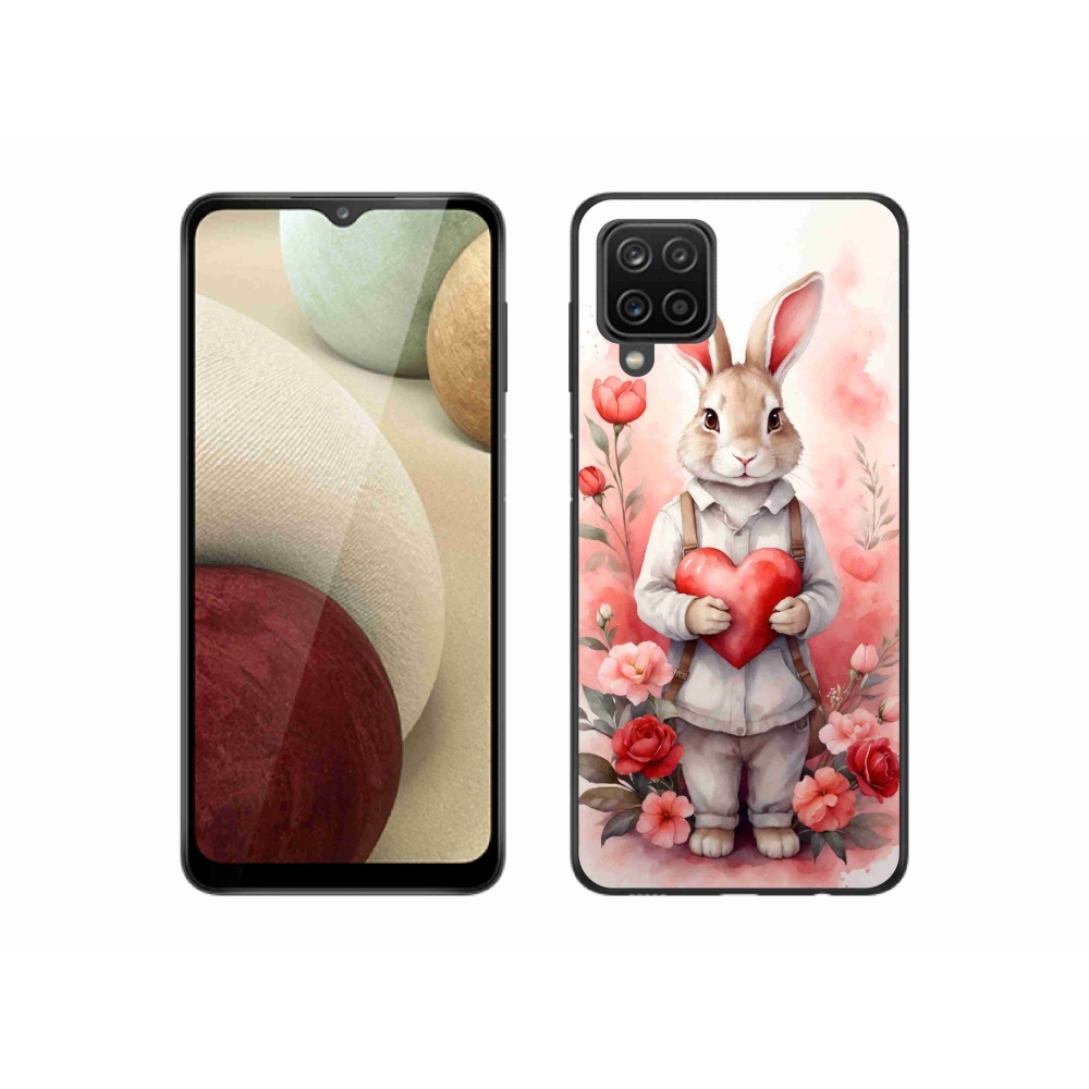 Gél borítás mmCase Samsung Galaxy A12 készülékhez - nyúl szívvel