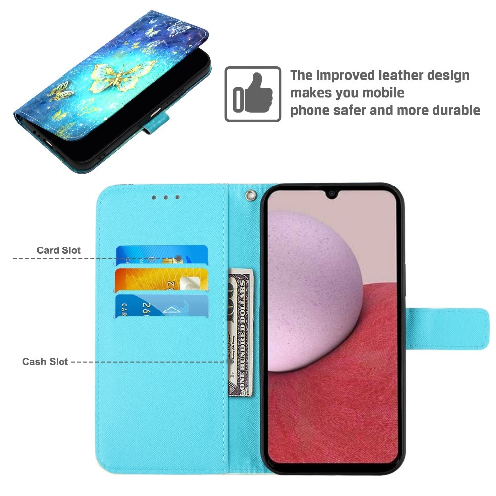 Patte könyv tok Samsung Galaxy A24 készülékhez - kék és arany pillangók