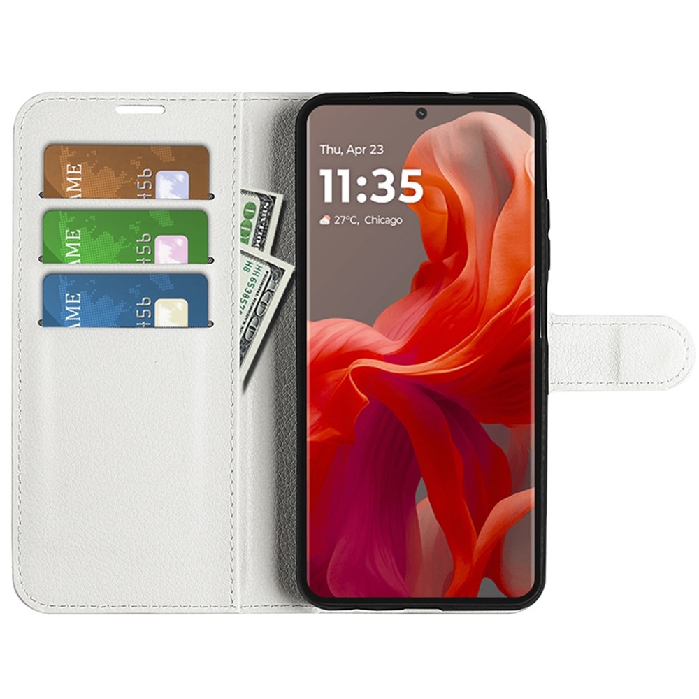 Litchi könyv tok Motorola Moto G85 5G - fehér