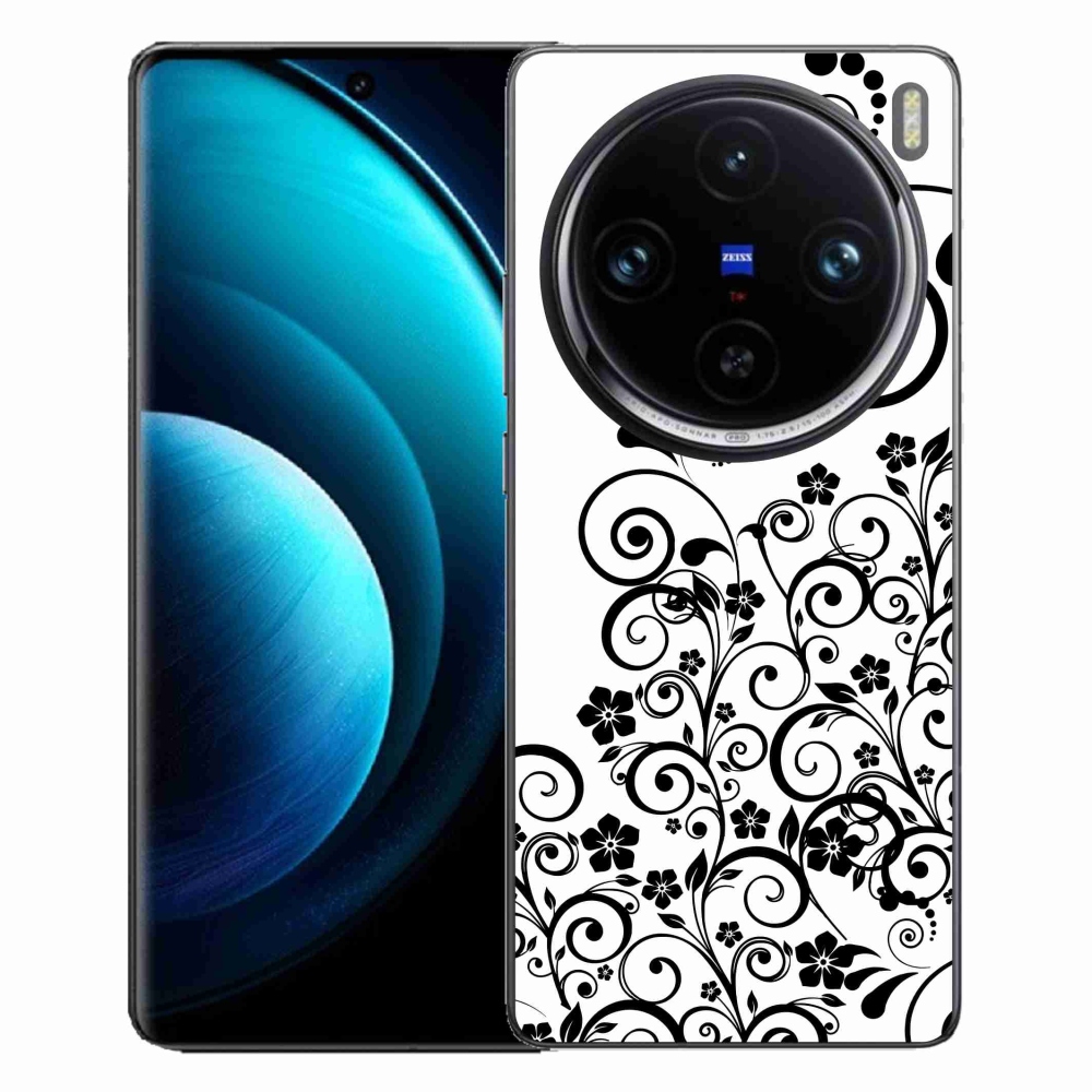 Gél borítás mmCase a Vivo X100 Pro 5G-re - fekete és fehér virágminták