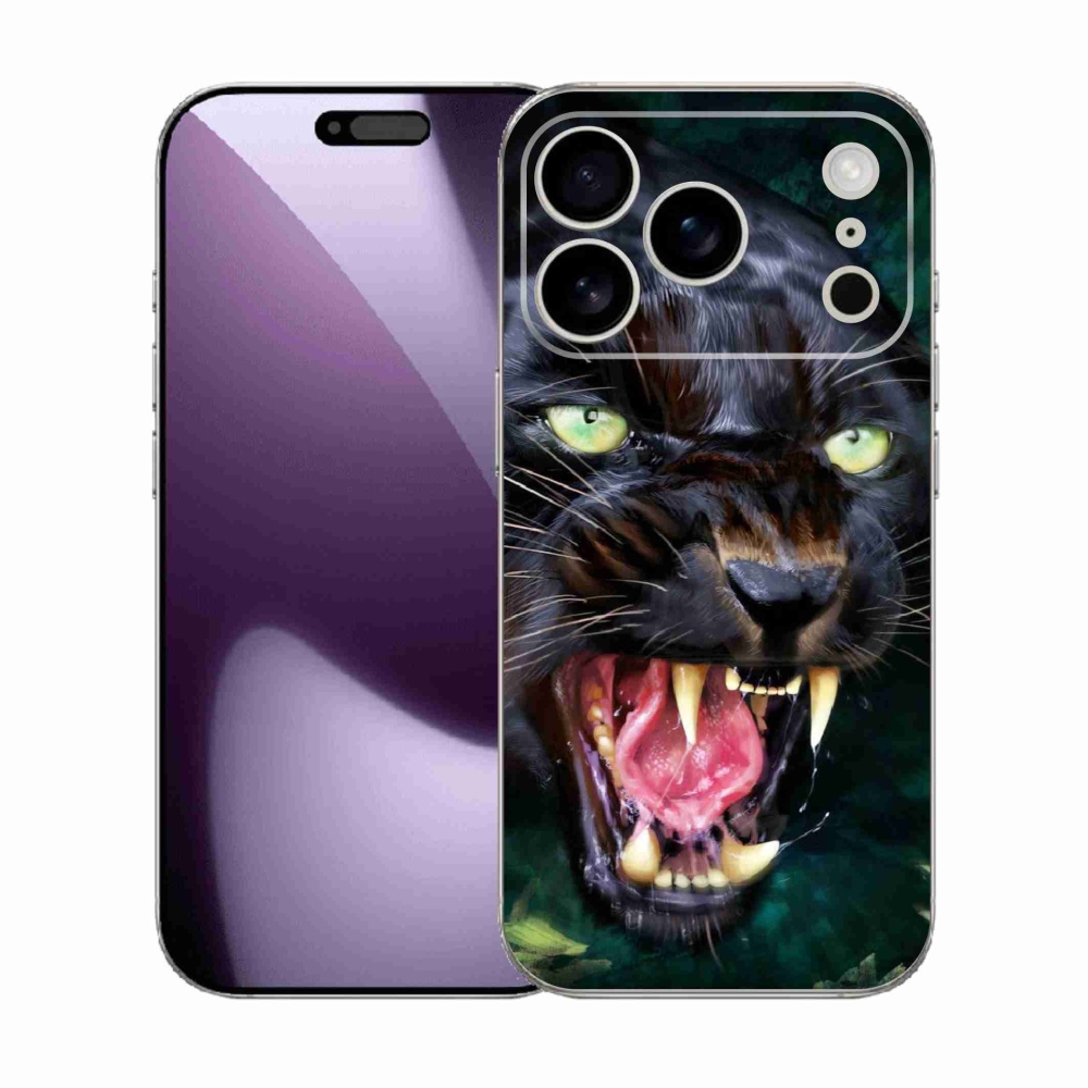 Zselés borítás mmCase iPhone 17 Pro készülékhez - dühös fekete párduc