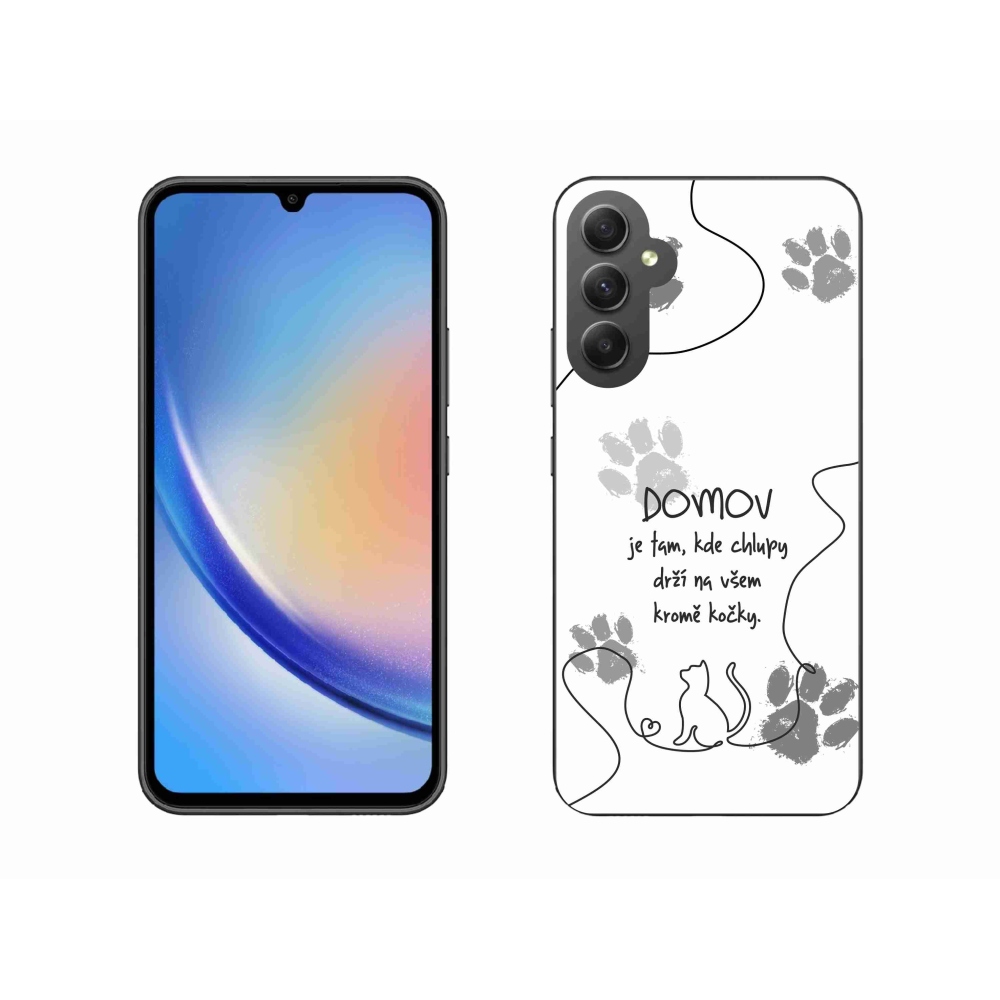 Gél borító mmCase Samsung Galaxy A34 5G - macska motívum fehér háttérrel