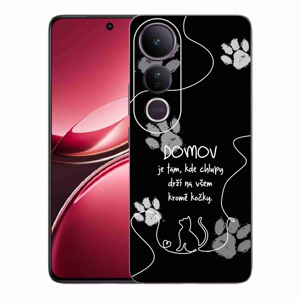 Gél borítás mmCase a Vivo V50 Lite 4G/5G készülékhez - macska motívum fekete háttérrel
