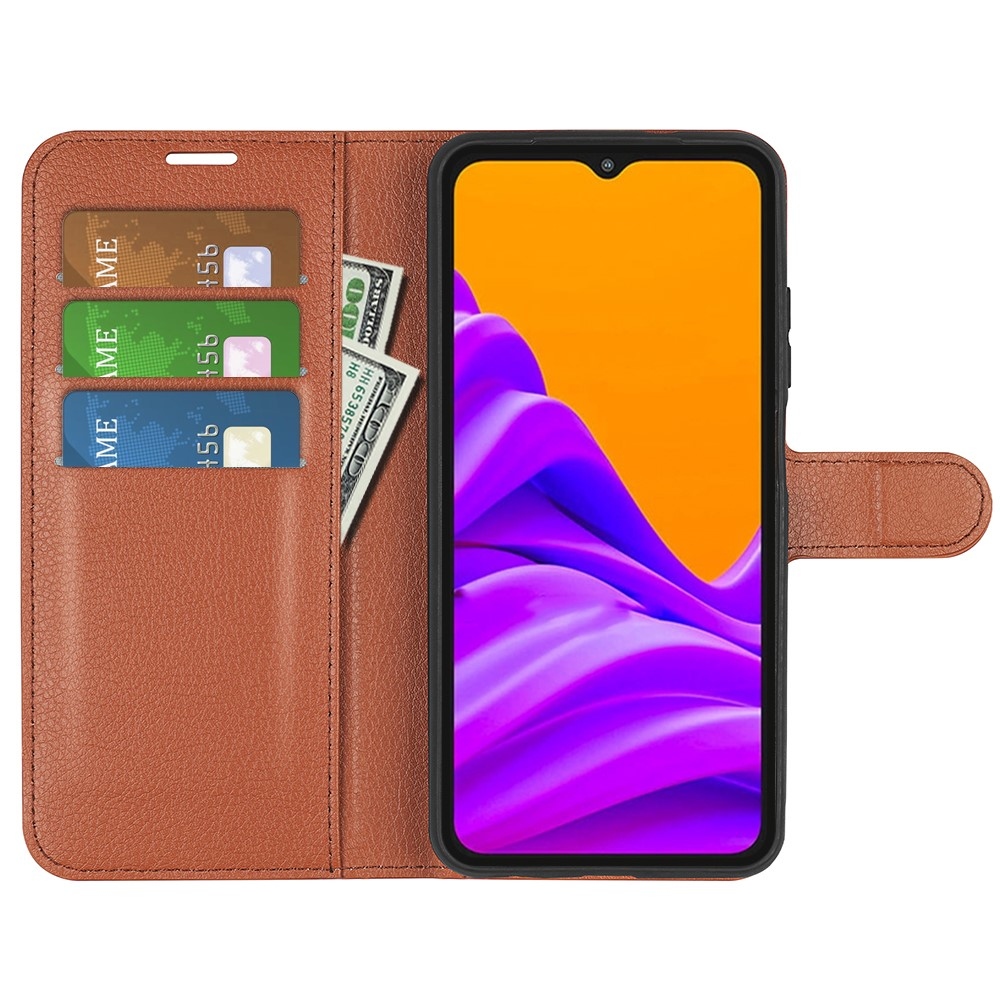 Litchi könyv tok Samsung Galaxy Xcover 7 Pro készülékhez - barna