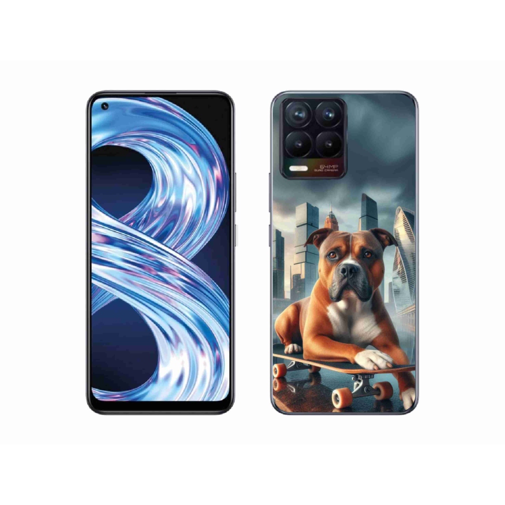Gél borítás mmCase a Realme 8 4G-hez - kutya gördeszkán