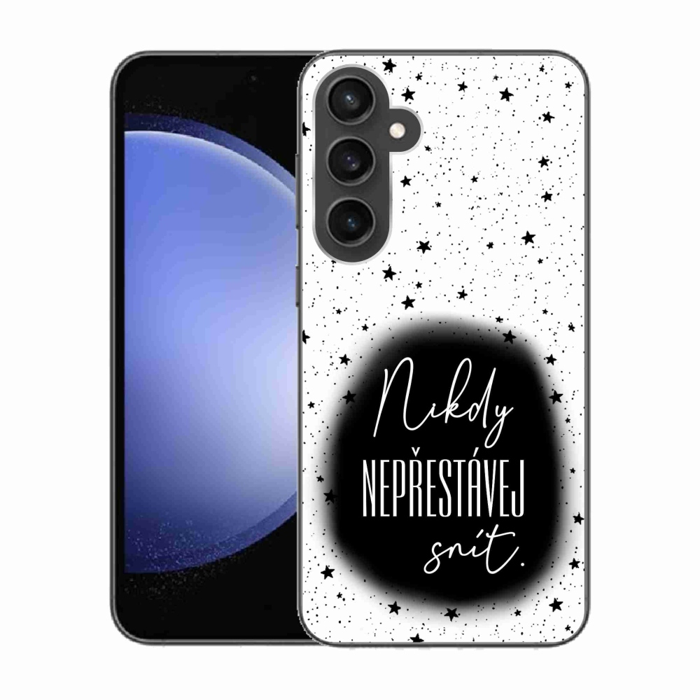 Gél borítás mmCase Samsung Galaxy S23 FE - idézet 1 fekete és fehér háttérrel