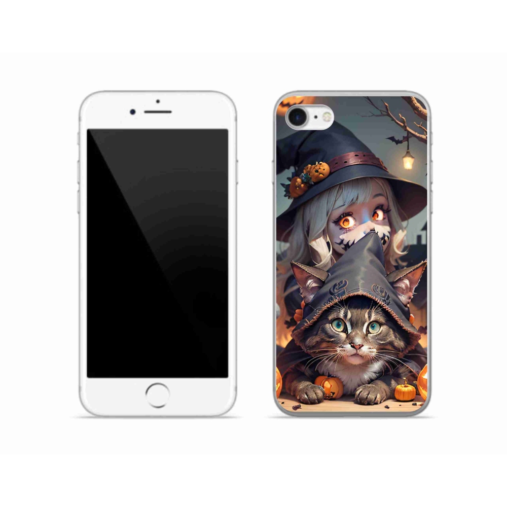 Zselés borítás mmCase iPhone SE (2020) - boszorkány macskával