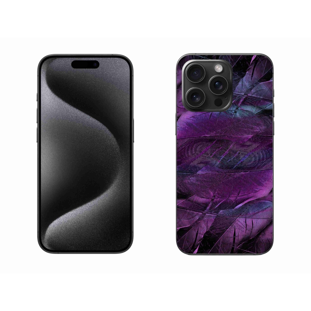 Zselés borítás mmCase iPhone 15 Pro Max készülékhez - lila tollak