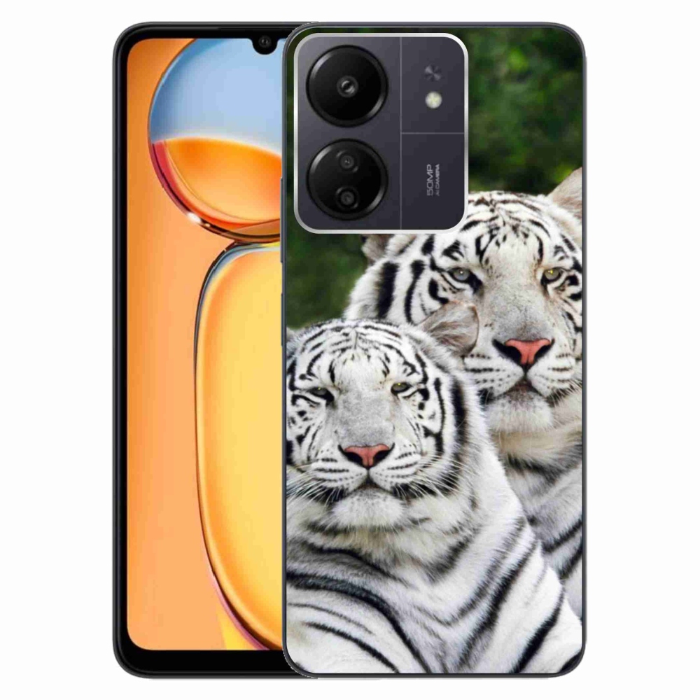 Gél tok mmCase a Xiaomi Poco C65/Redmi 13C-hez - fehér tigrisek