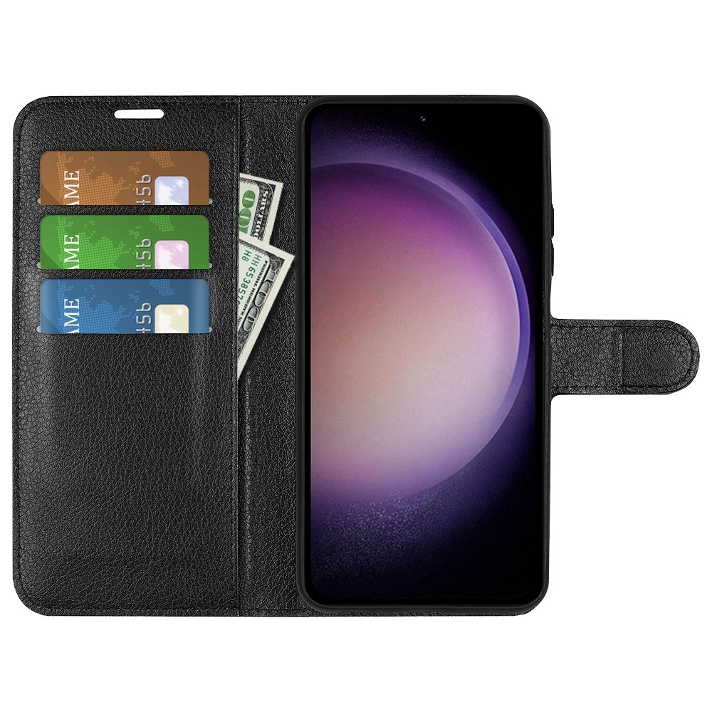 Litchi könyv tok Samsung Galaxy S23 FE készülékhez - fekete