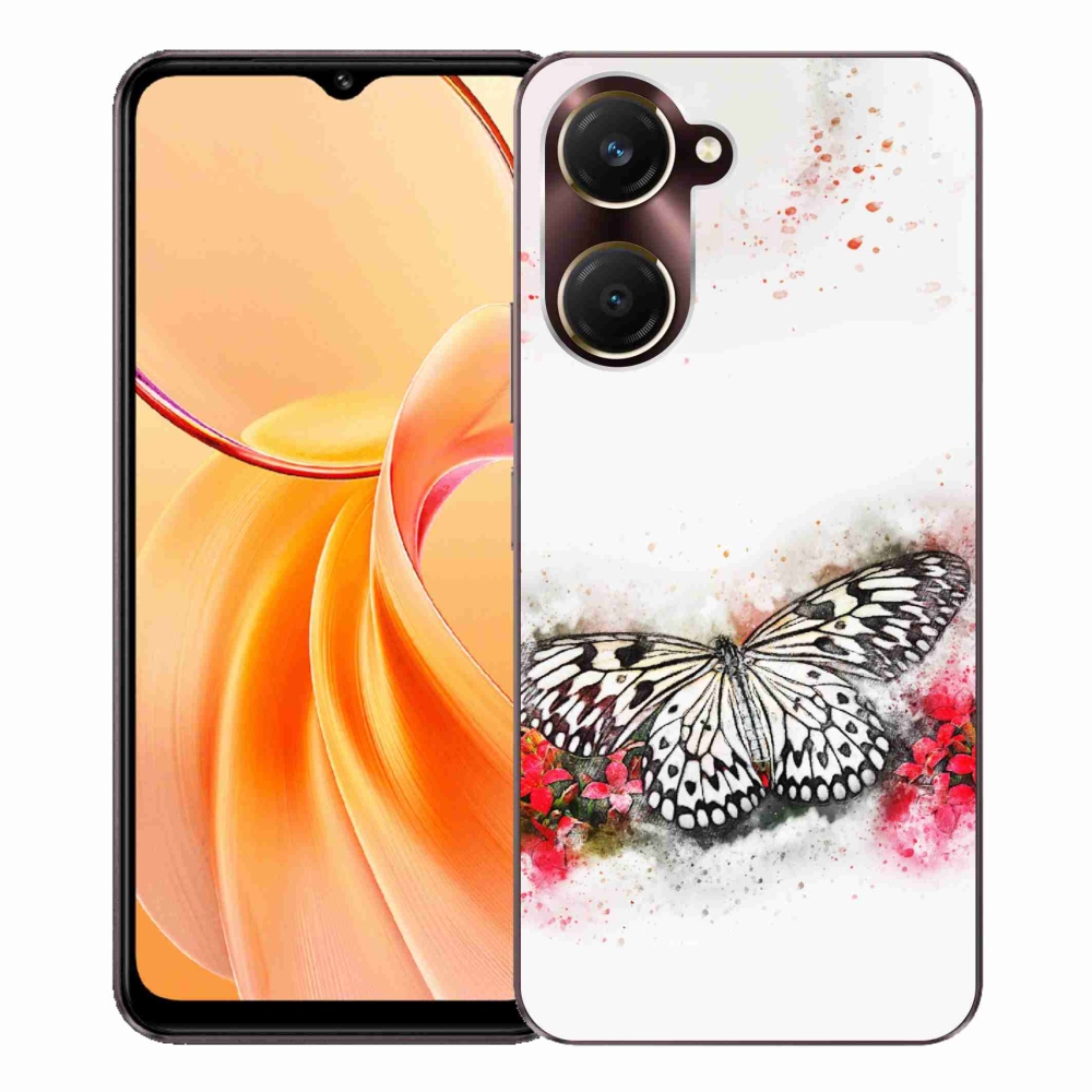 Gél borító mmCase a Vivo Y28s 5G-n - fekete-fehér pillangó