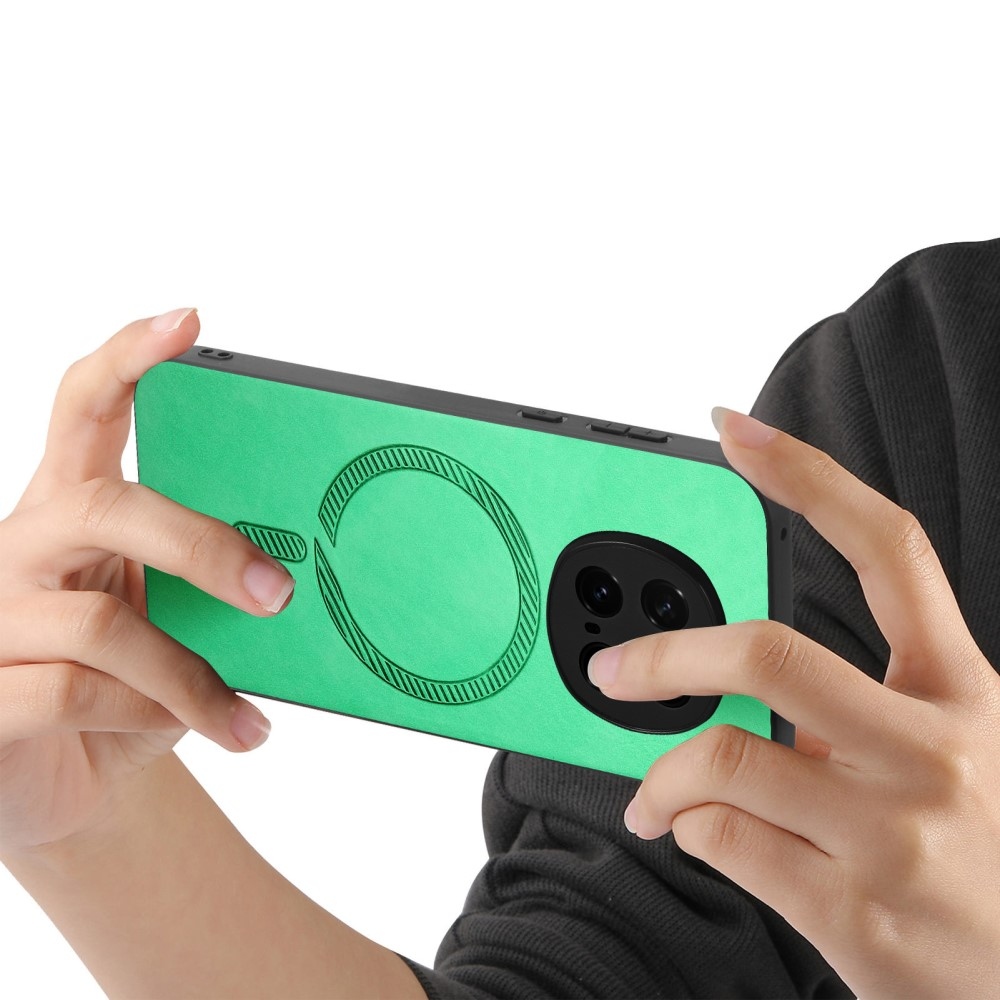 Skiny zselés tok műbőrrel és MagSafe támogatással a Honor Magic 7 Pro 5G készülékhez - zöld színű