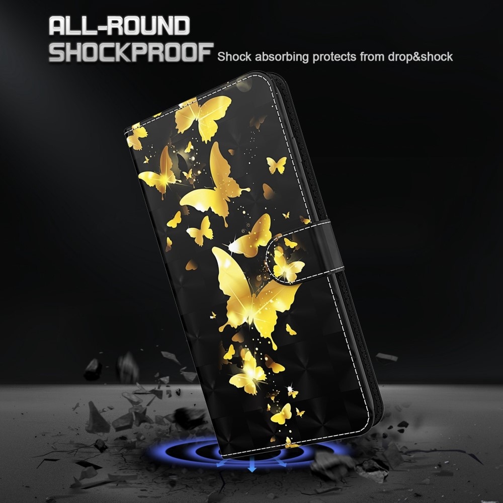 Nyomtatott könyv tok Samsung Galaxy A55 5G - arany pillangókhoz