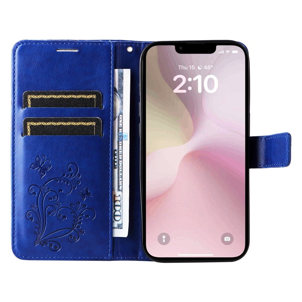 Nagy pillangó könyvtáska iPhone 16e készülékhez - kék