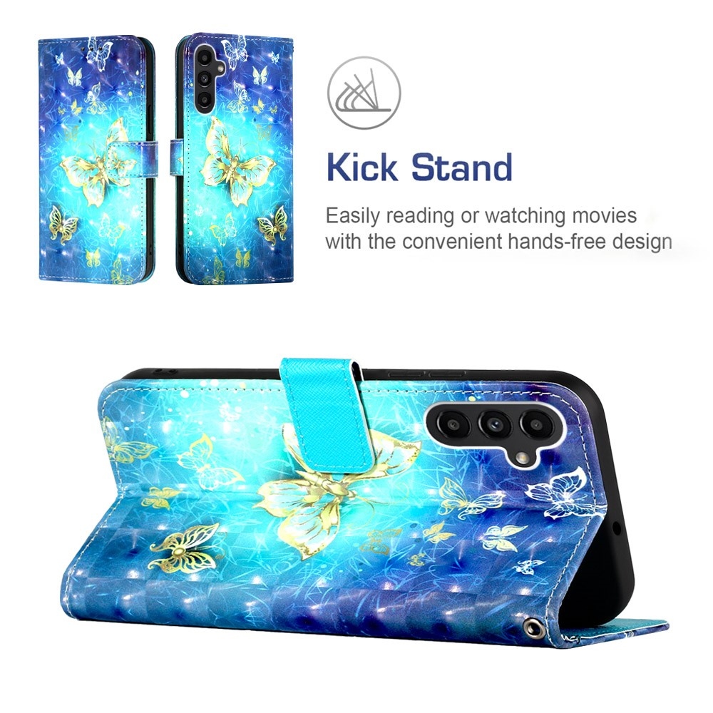 Patte könyv tok Samsung Galaxy A24 készülékhez - kék és arany pillangók