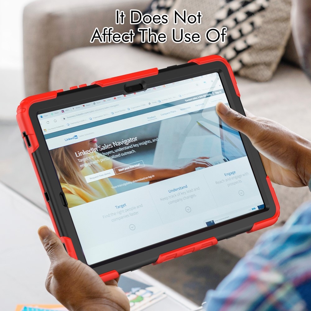 Rúgásálló borítás kézi fogantyúval Samsung Galaxy Tab S9+/Tab S10+ készülékhez - piros