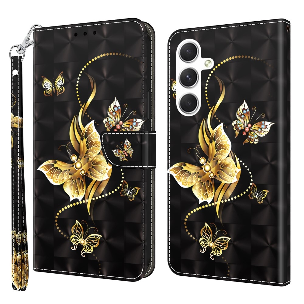 Foltos könyv tok Samsung Galaxy A16 4G/5G - arany pillangó