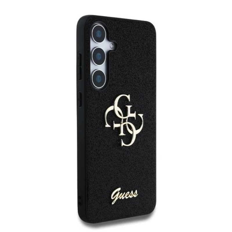 Guess PU Fixed Glitter 4G Metal Logo hátlap Samsung Galaxy S25 fekete