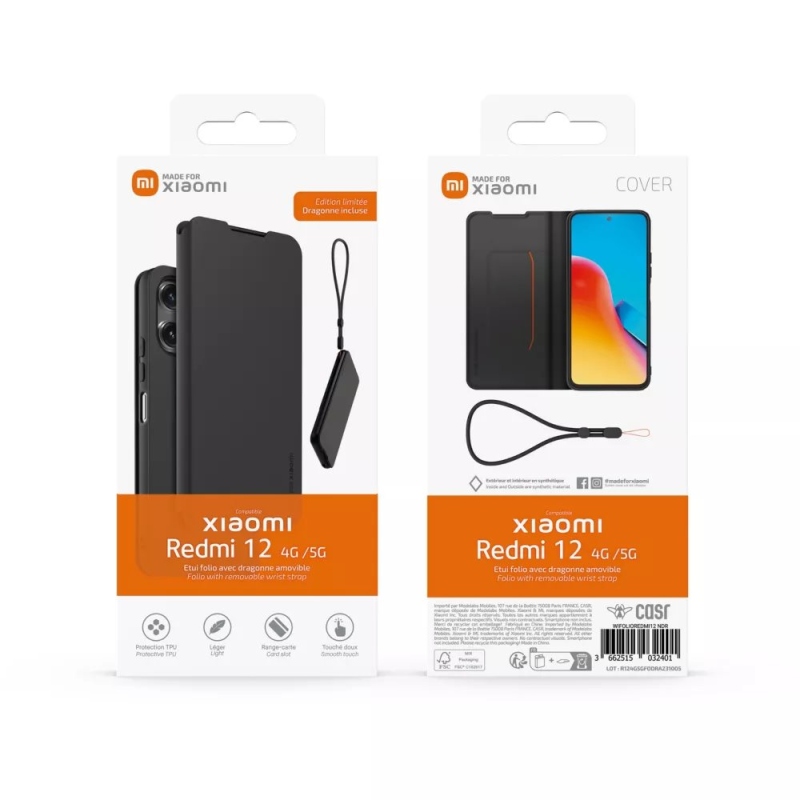 Készült Xiaomi Book Case tok tokkal Xiaomi Redmi 12 4G/5G Fekete