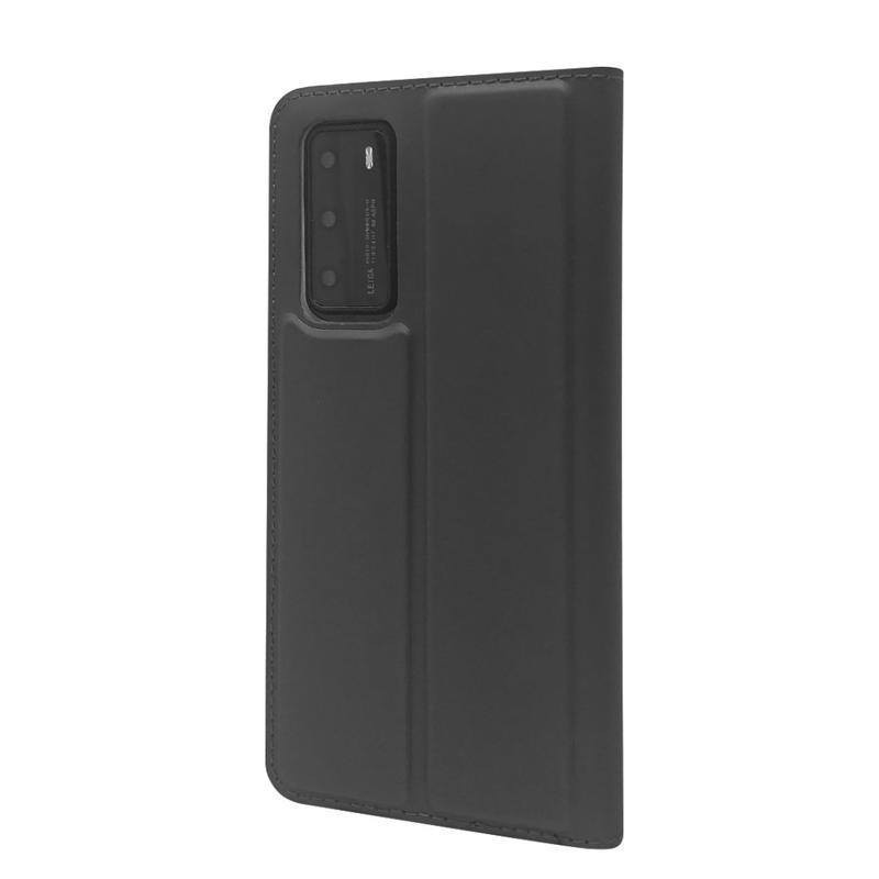 Mágneses PU bőr pénztárca tok a Huawei P40-hez - fekete