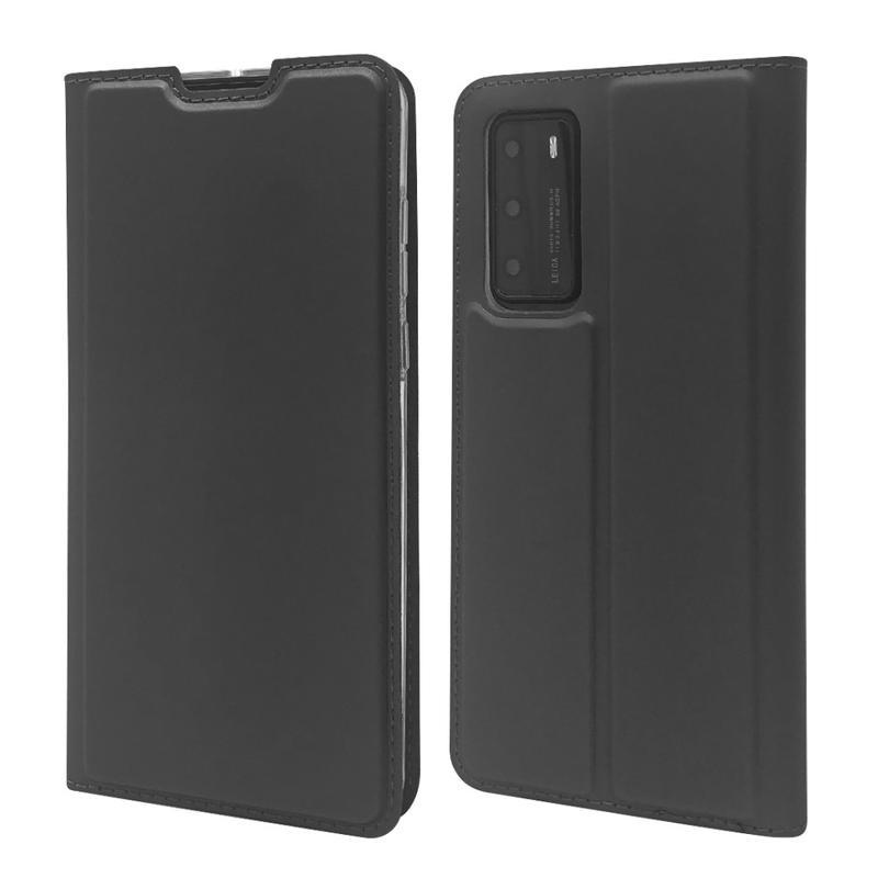 Mágneses PU bőr pénztárca tok a Huawei P40-hez - fekete