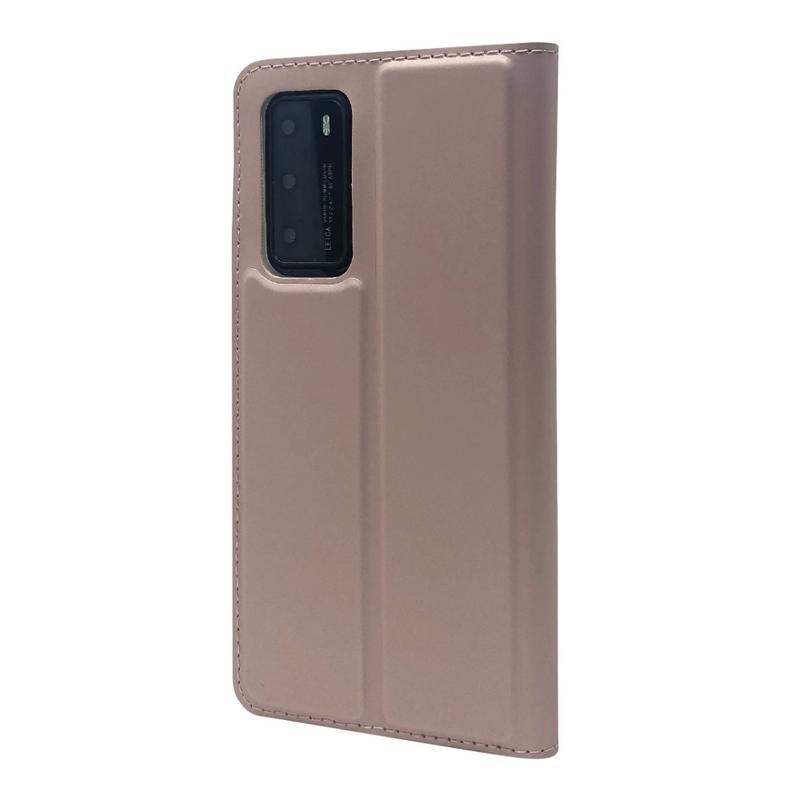 Mágneses PU bőr pénztárca tok Huawei P40 - rózsa arany
