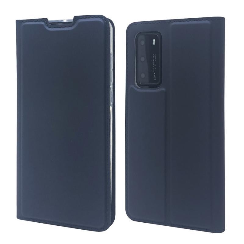 Mágneses PU bőr pénztárca tok a Huawei P40-hez - sötétkék