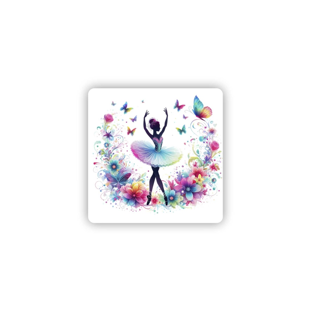 65x65mm-es négyzet alakú mágnes - balerina virágokban