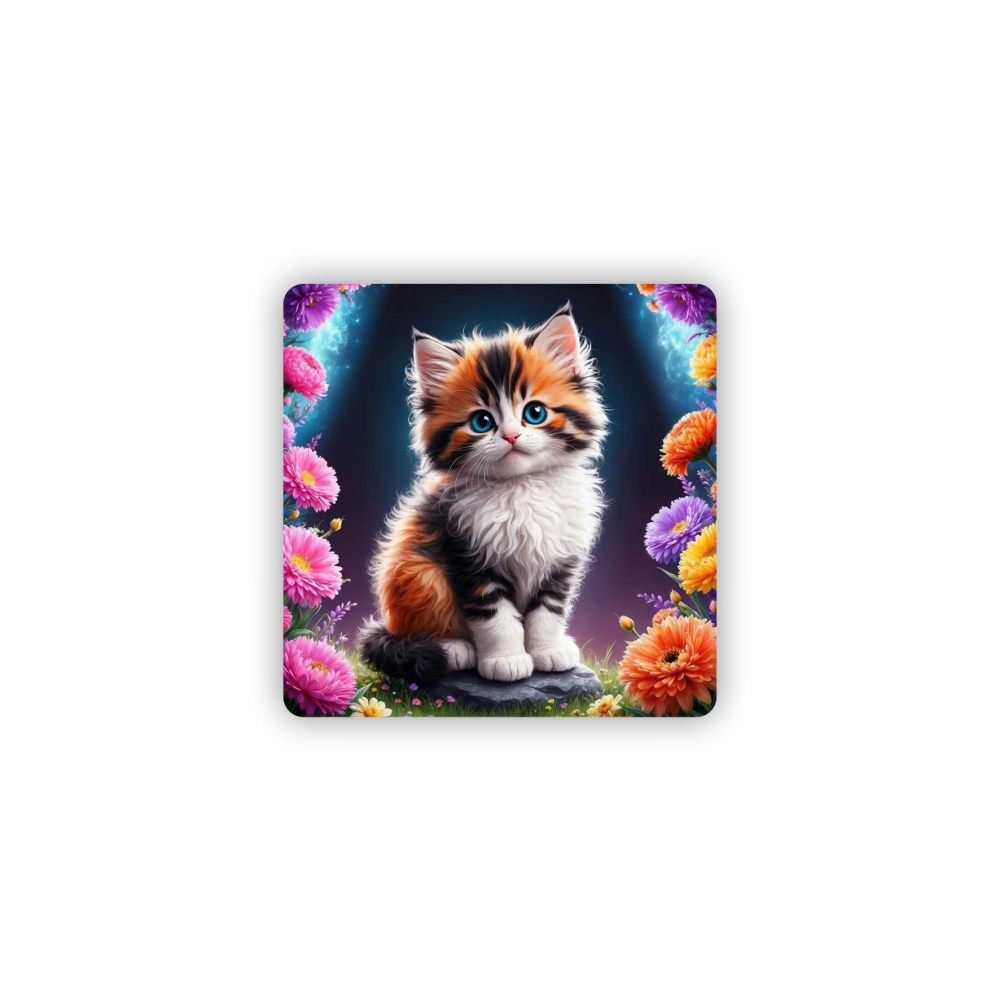 65x65mm-es négyzet alakú mágnes - Aranyos Kiscica 3